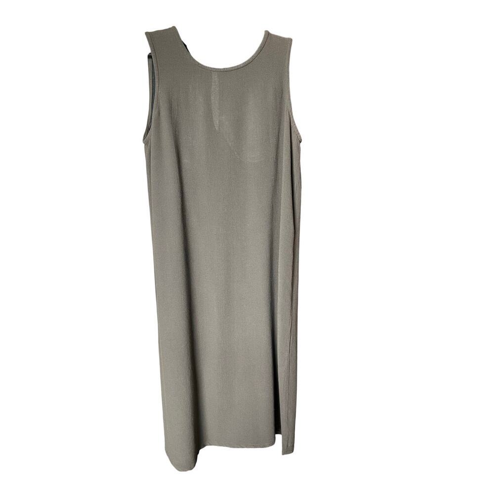 Eileen Fisher Midi Dress, Olive Green Large, Sleeveless, Italian Fabric